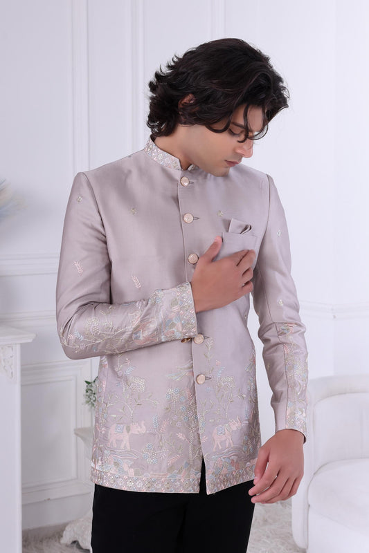 Men's Light Pinkish Bandhgala |Sherwani For Men | Royal Jodhpuri Prince Coat | Indian Groom Outfit