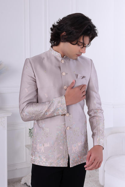Men's Light Pinkish Bandhgala |Sherwani For Men | Royal Jodhpuri Prince Coat | Indian Groom Outfit