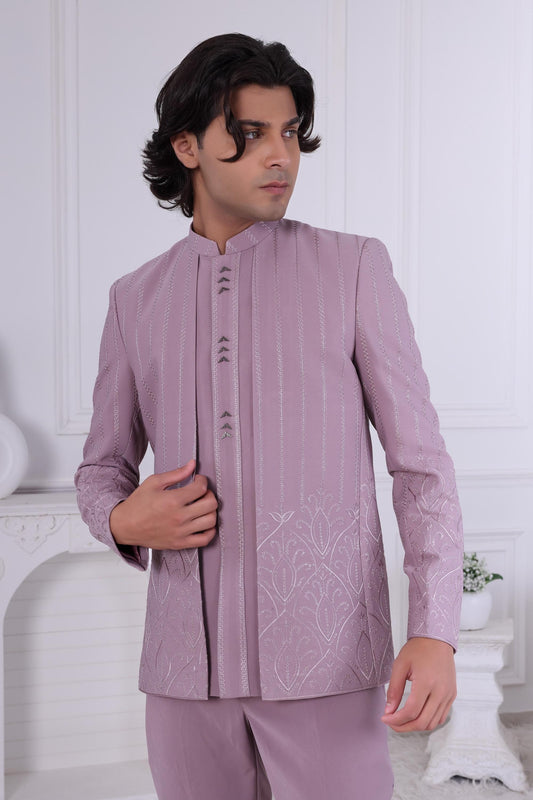 Purple Indo Western Sherwani for Men | Jodhpuri Suit | Indian Groom Reception & Sangeet Outfit