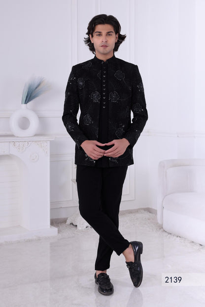 Black Sherwani For Men | Indo western Jodhpuri Suit For Indian Wedding