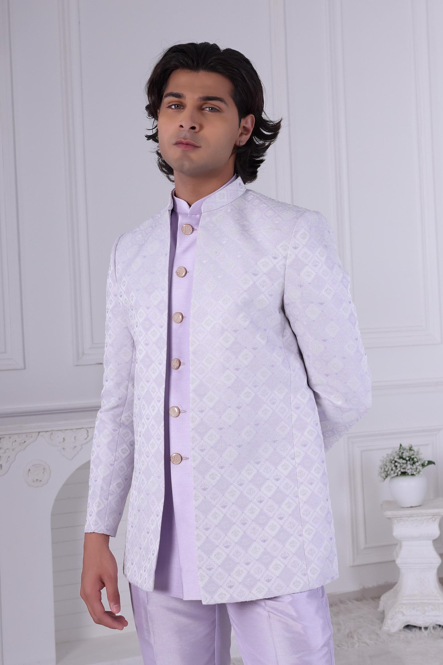 Lilac Sherwani for Men: Subtle Designer Indian Wedding Outfit