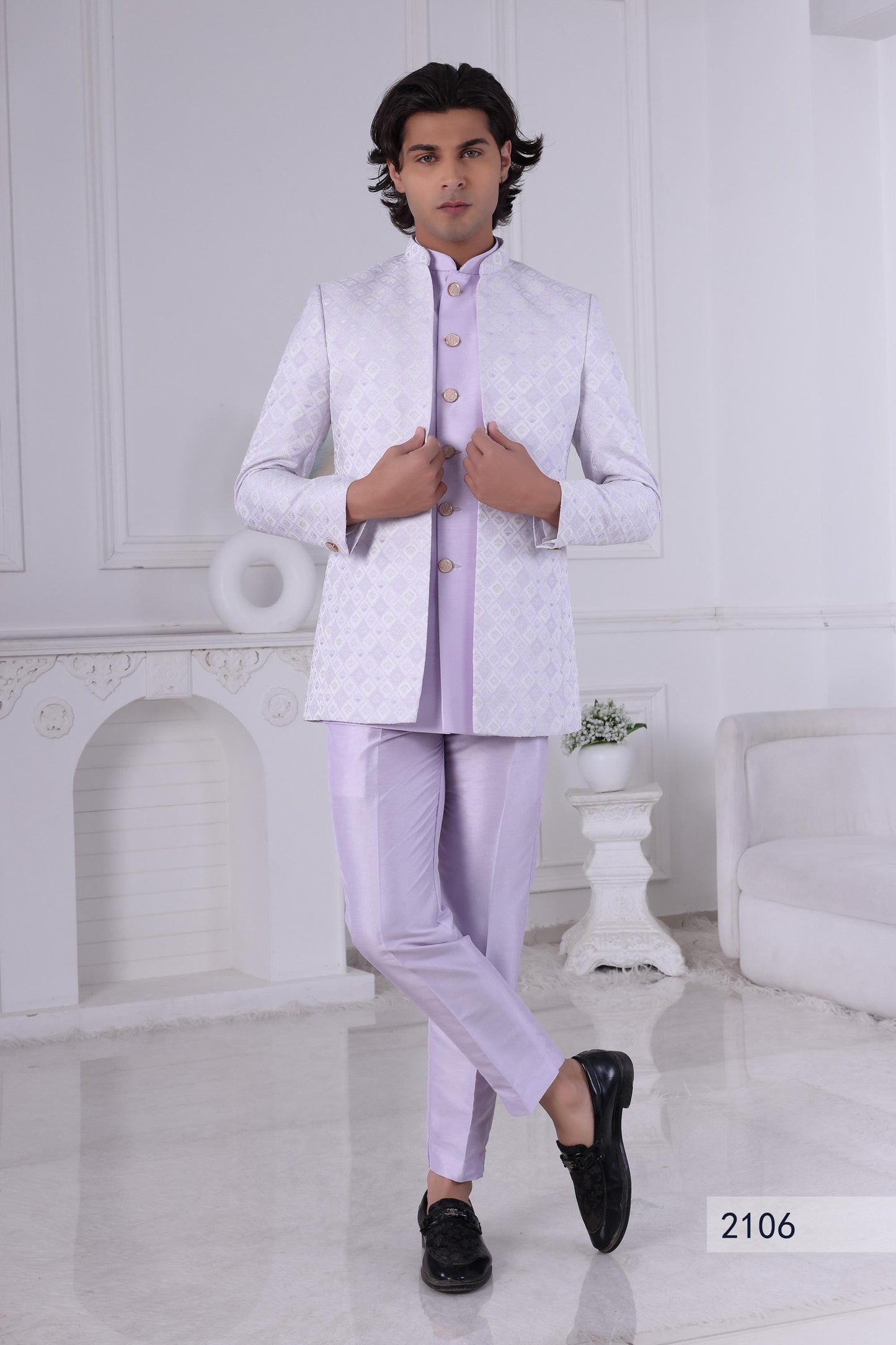 Lilac Sherwani for Men: Subtle Designer Indian Wedding Outfit
